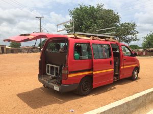 Trotro with the solar panels on top